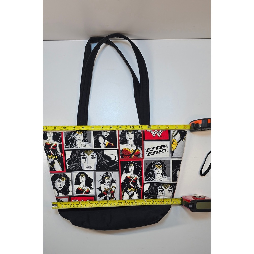 Wonder Woman Comic Panel Handmade Zipper Tote Bag DC Comics Superhero Red Black - Picture 7 of 14